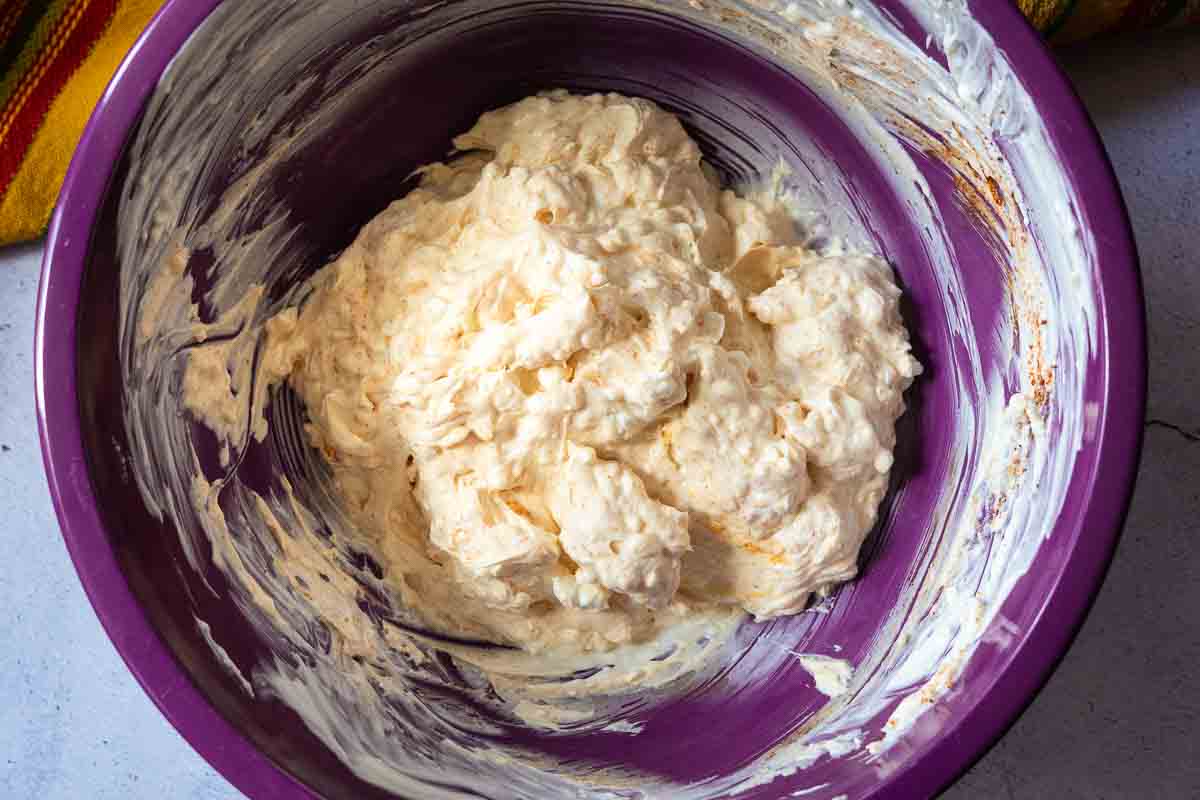 Step 2 in making Hatch Green Chile Dip.