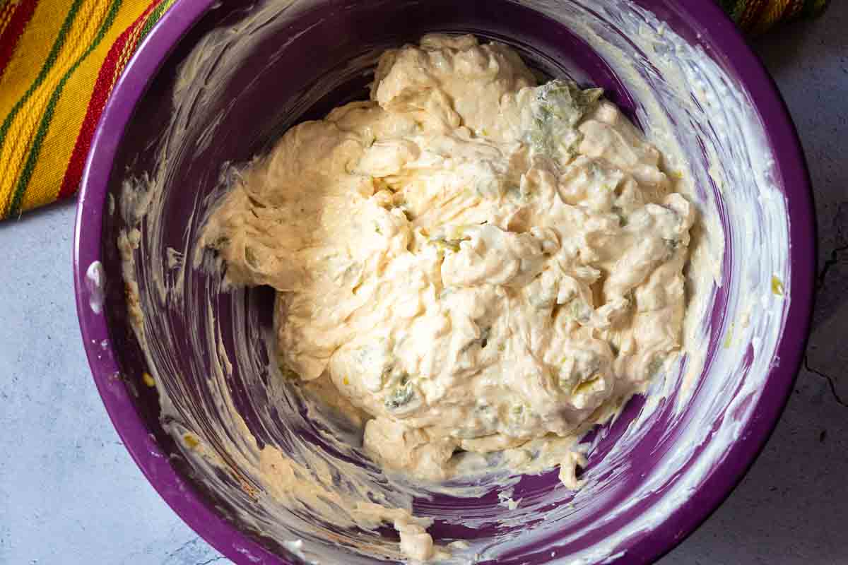 Step 3 in making Hatch Green Chile Dip.