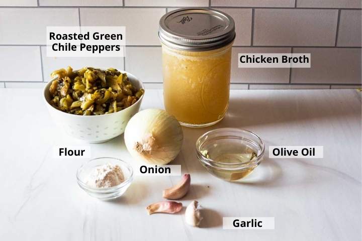 Ingredients to make Hatch Green Chile Sauce