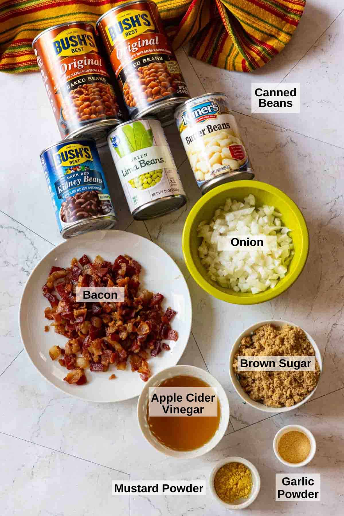 Ingredients to make Calico Beans.