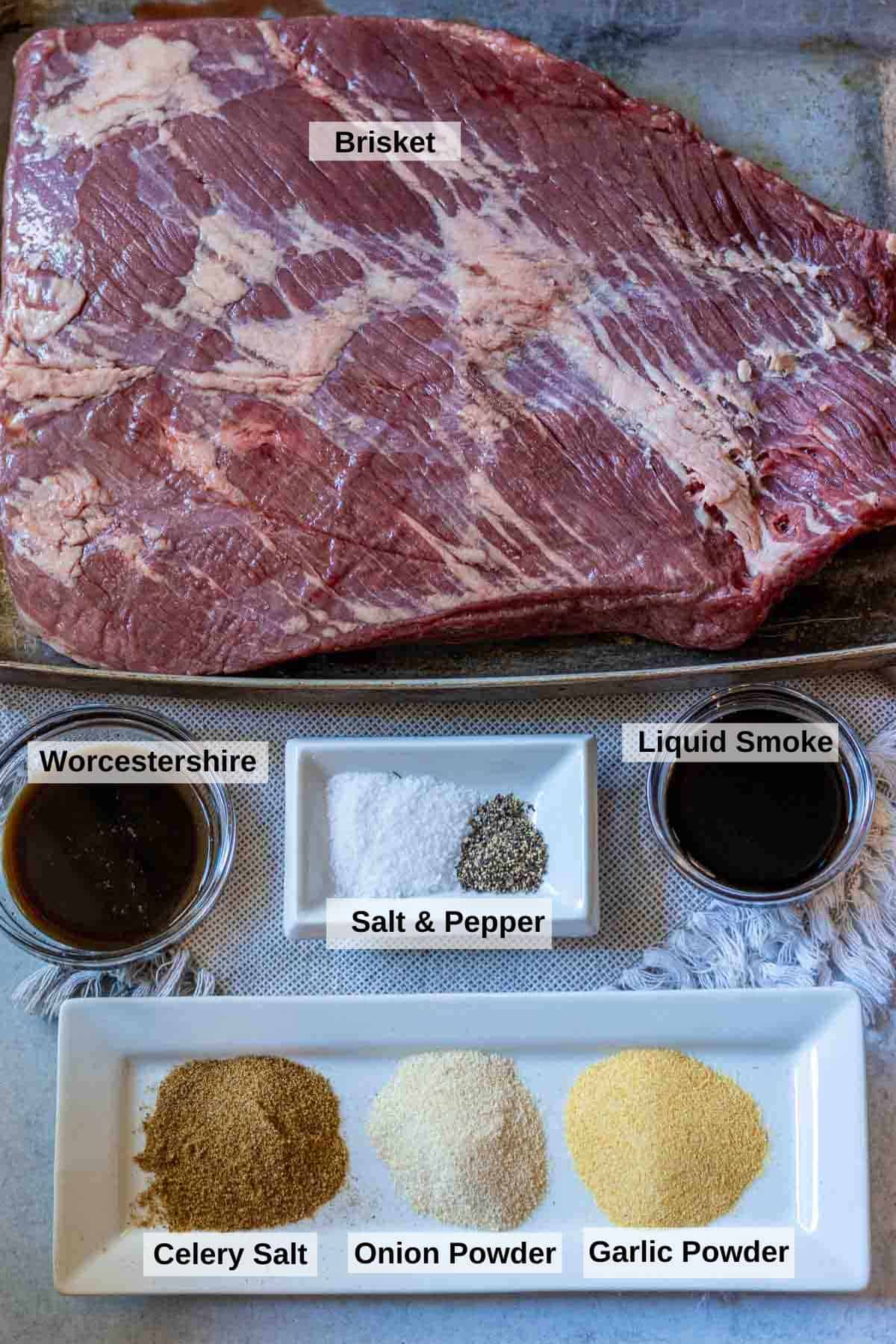 Ingredients to make oven brisket.