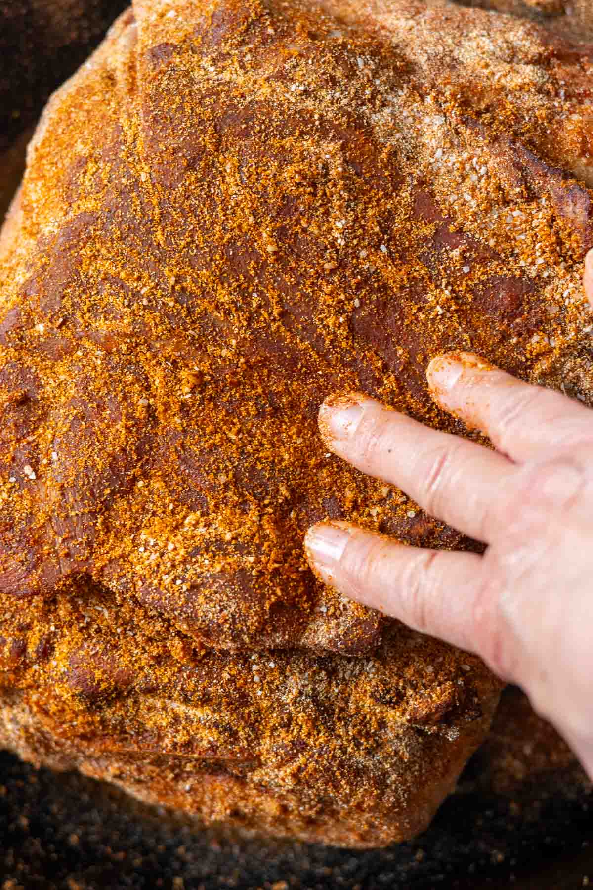 Step 4: Rub the seasoning mix into the pork roast.