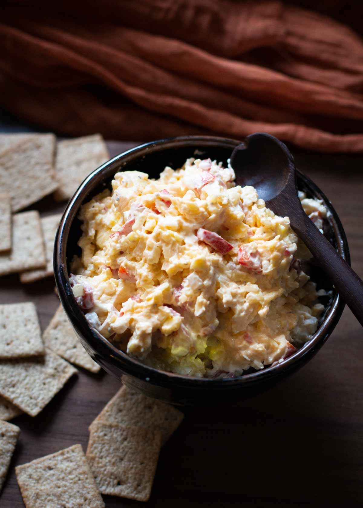 Dubliner Cheese Spread served with wheat thin crackers