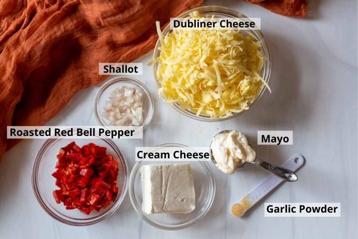 Ingredients to make dubliner cheese spread.