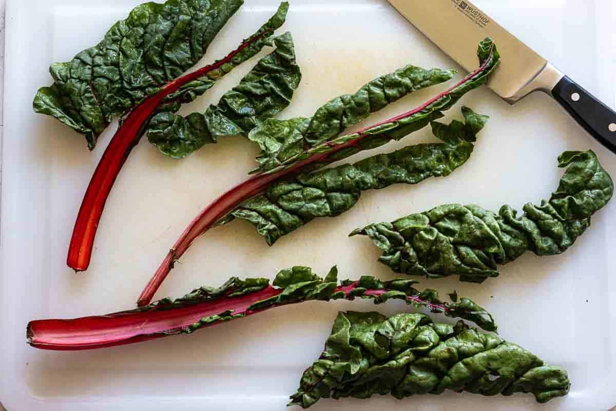 How to prep chard to make beans and chicos.