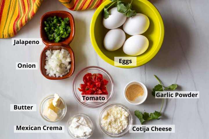 Ingredients to make Mexican Scrambled Eggs.
