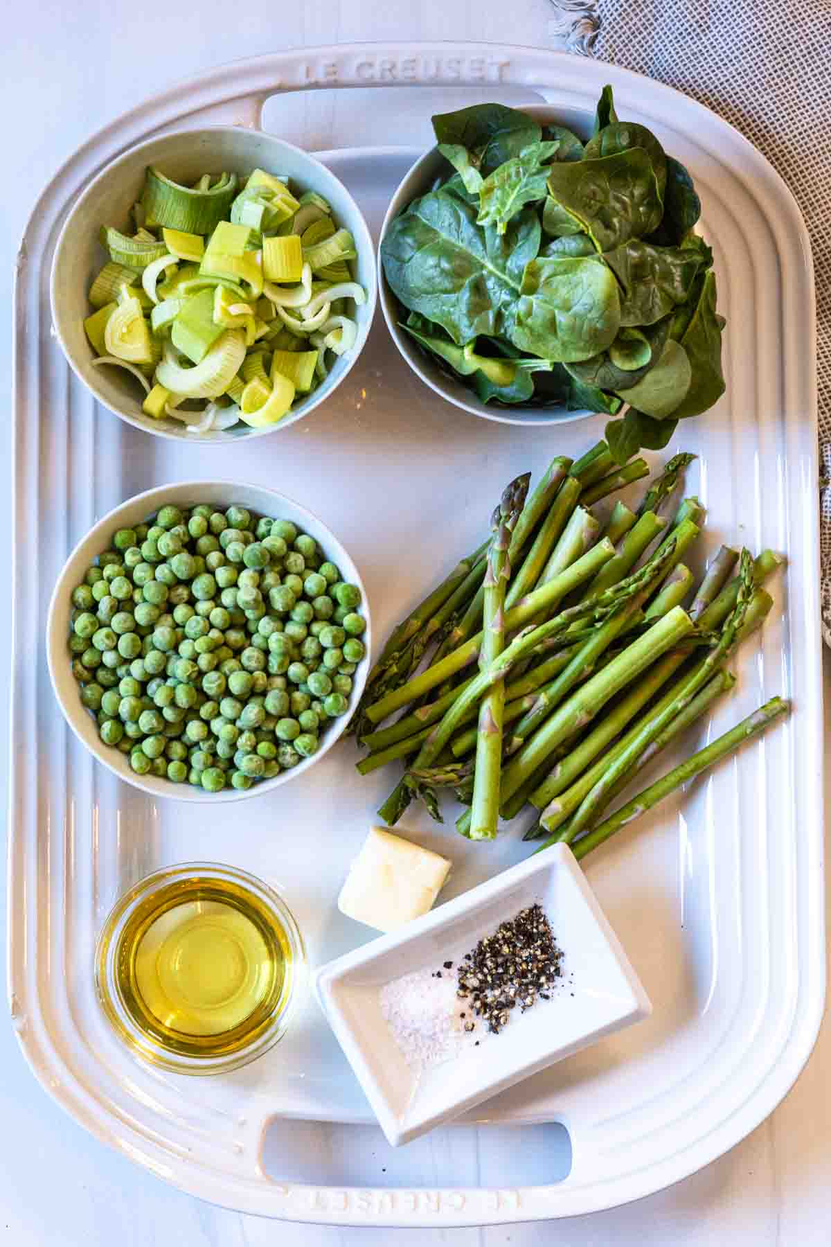 Ingredients to make mixed green vegetable side dish.