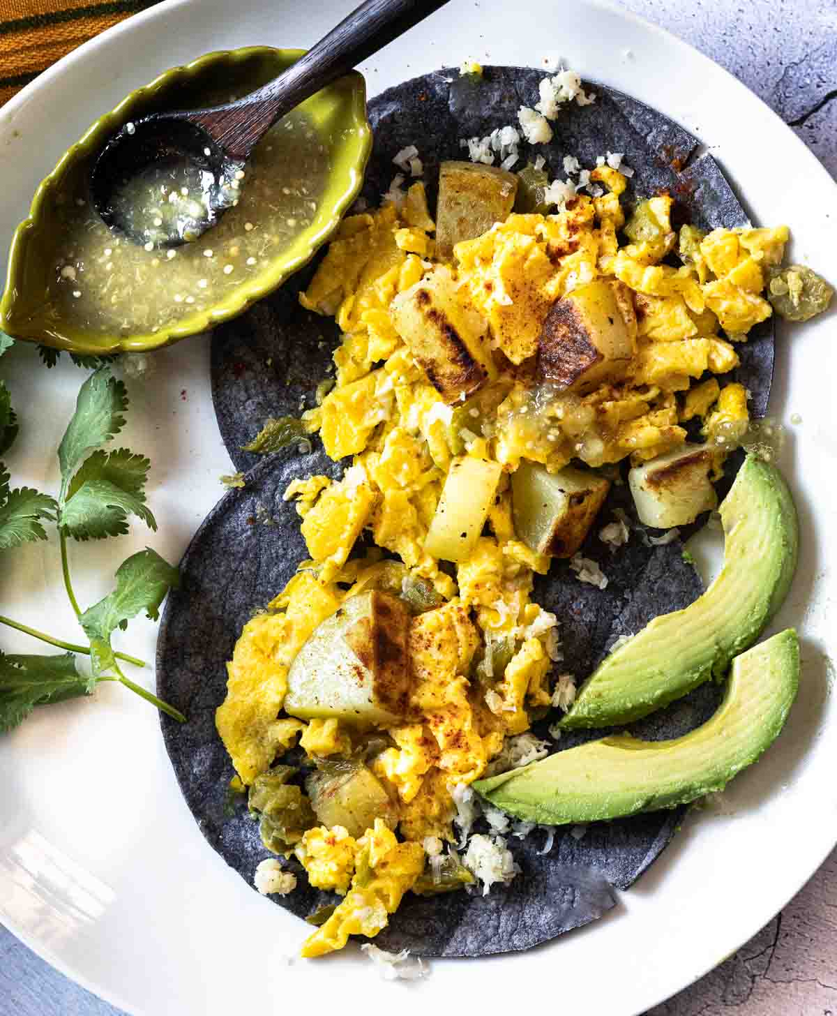 Potato and egg breakfast tacos.