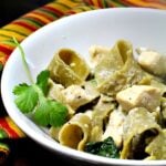 Hatch Green Chile Pasta with a irrestible cream sauce and chicken