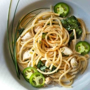 Hatch Chile Pasta with Spinach.