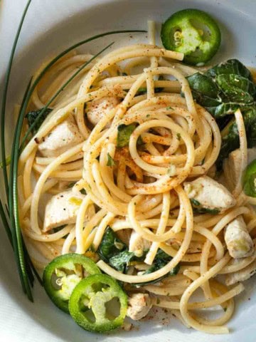 Hatch Chile Pasta with Spinach.