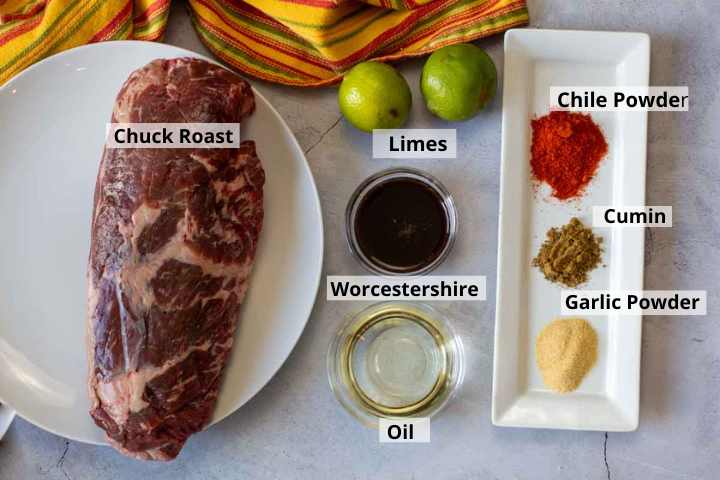 Ingredients to make beef machaca marinade.
