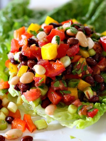 Cucina Bean Salad. Fresh vegetables, black beans and Great Northern Beans in a sassy vinaigrette