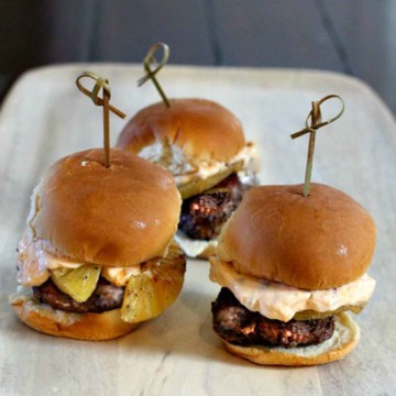 Sliders with Chipotle Mayo and pineapple.
