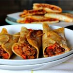 Fried Tacos. Seasoned ground beef tucked into corn and flour tortilla shells and pan fried. Serve with sour cream and salsa.