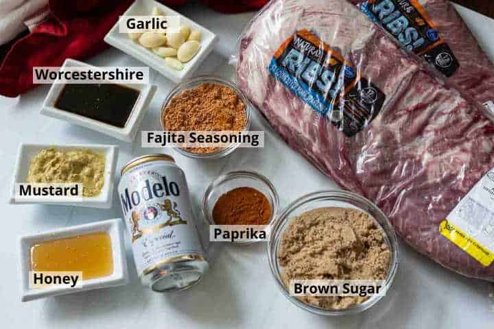 Ingredients to make oven ribs.