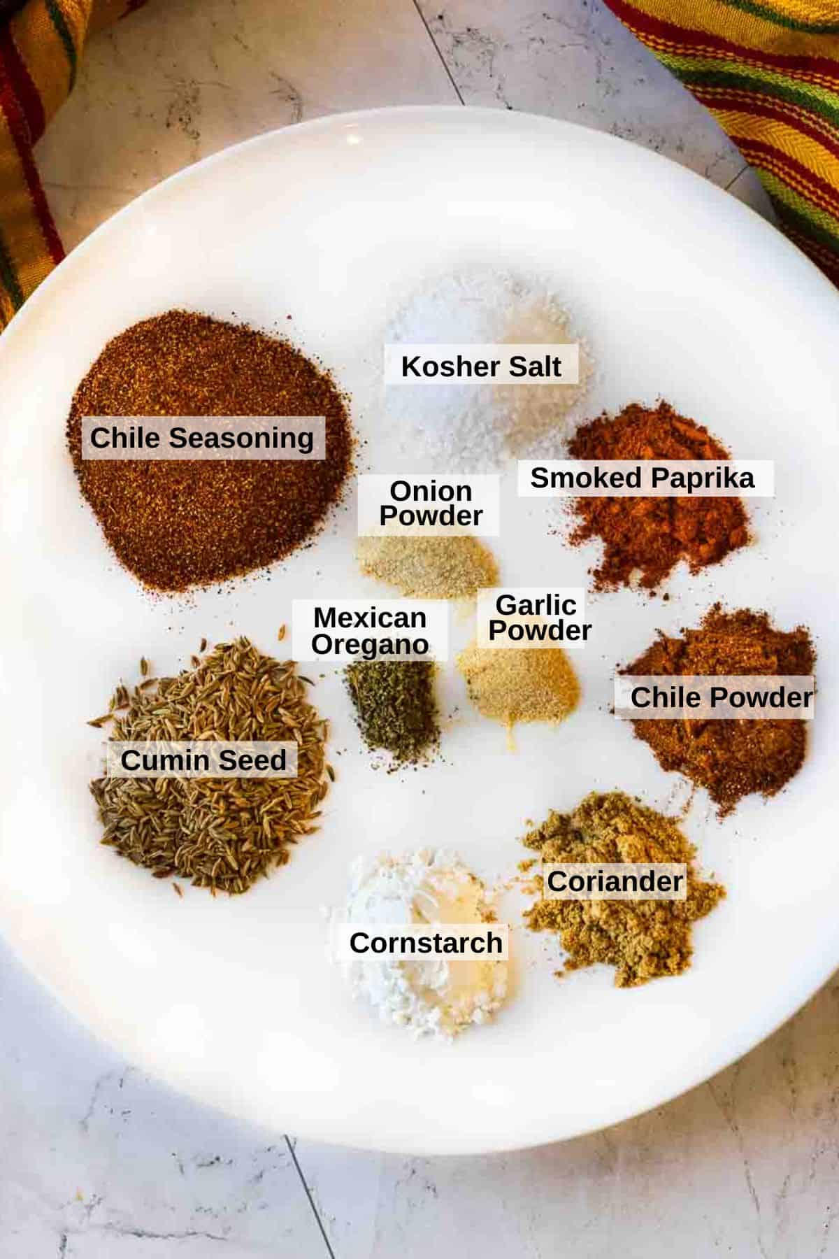 Ingredients to make homemade taco seasoning.