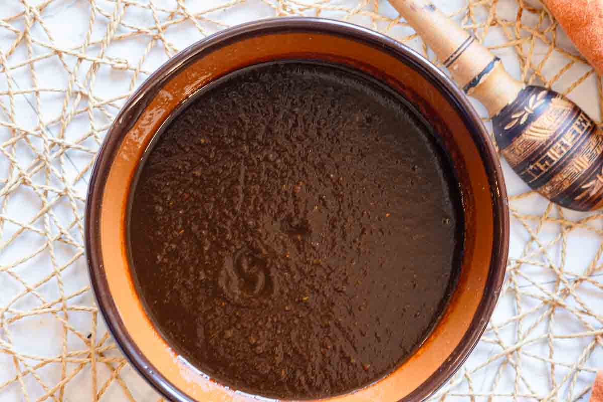 New Mexico Red Chile Sauce in a Mexican bowl.