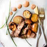 Grilled ribeye recipe with spicy mustard sauce.