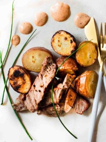 Grilled ribeye recipe with spicy mustard sauce.