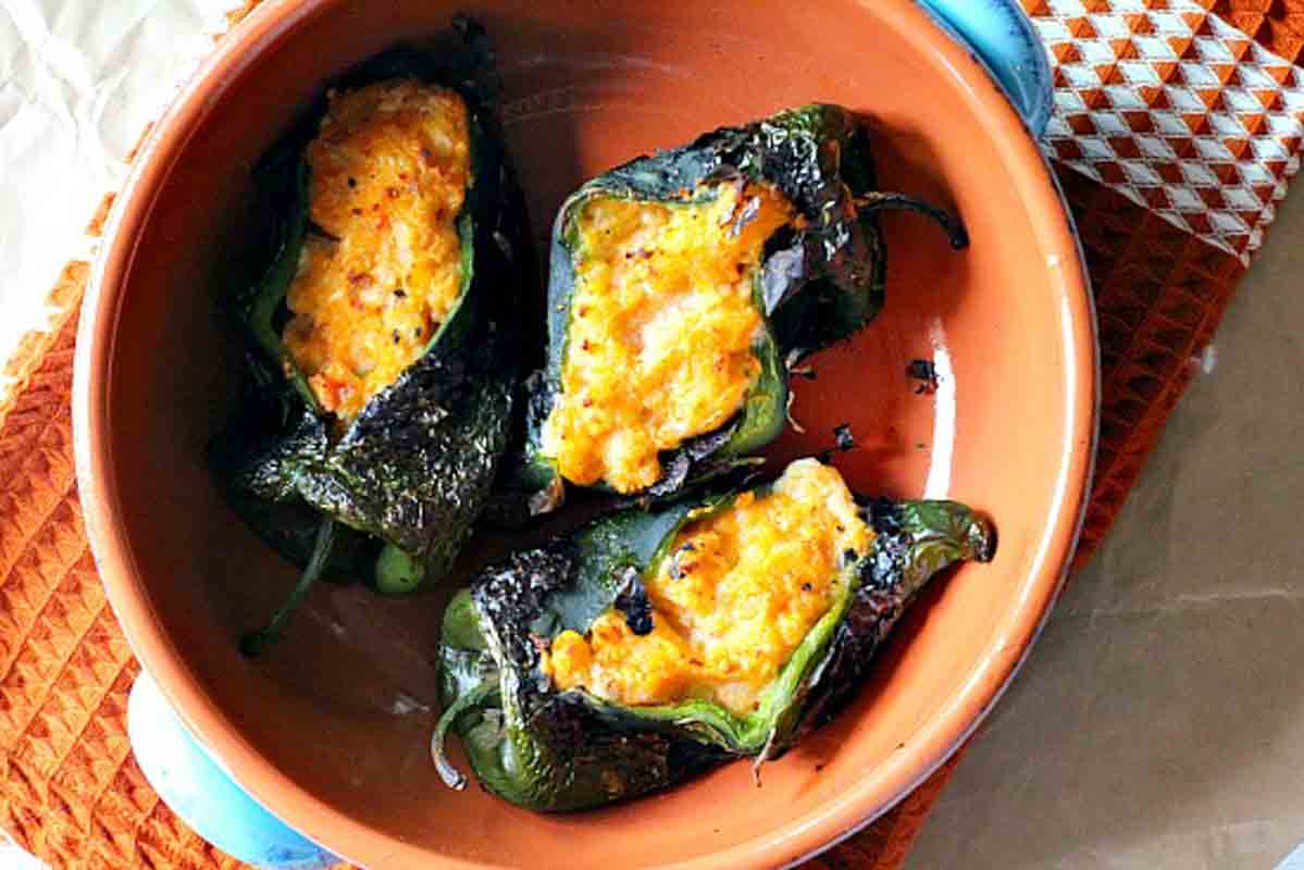 Mexican mashed potatoes stuffed into roasted poblano peppers.