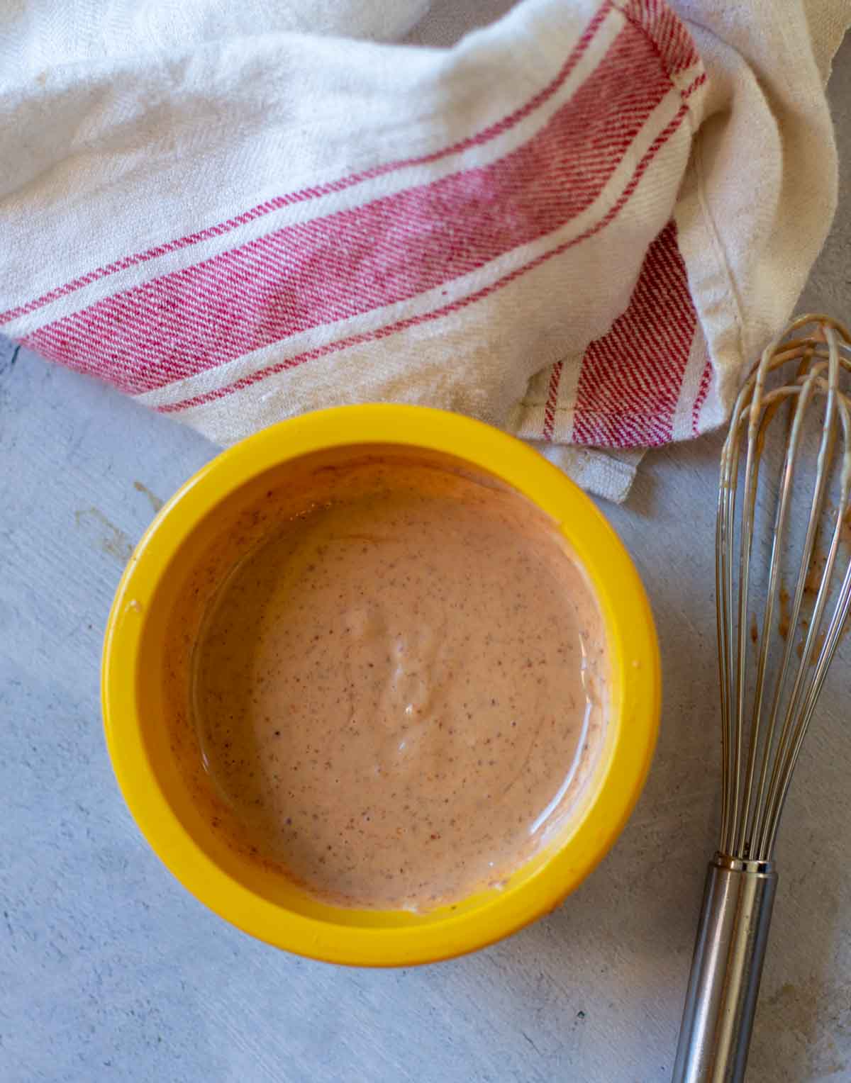 Homemade spicy mustard sauce for Ribeye steaks.