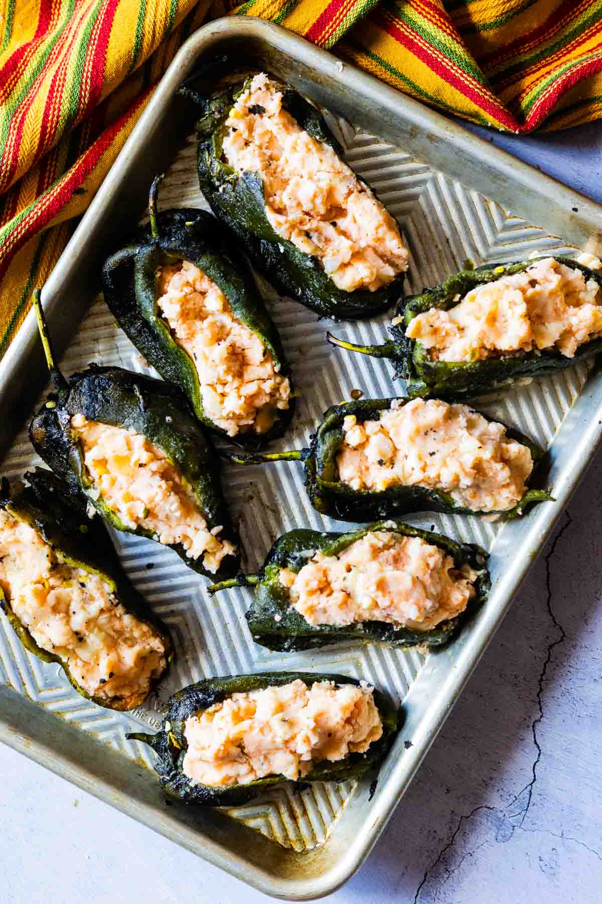 Mashed potato stuffed poblano peppers.
