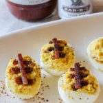 Deviled eggs recipe with bacon to look like football deviled eggs