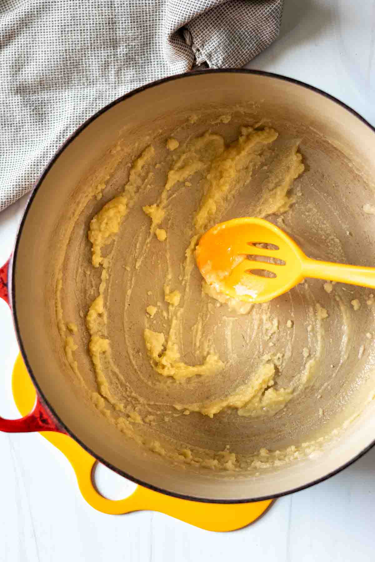 Making a roux to make beer mac and cheese.