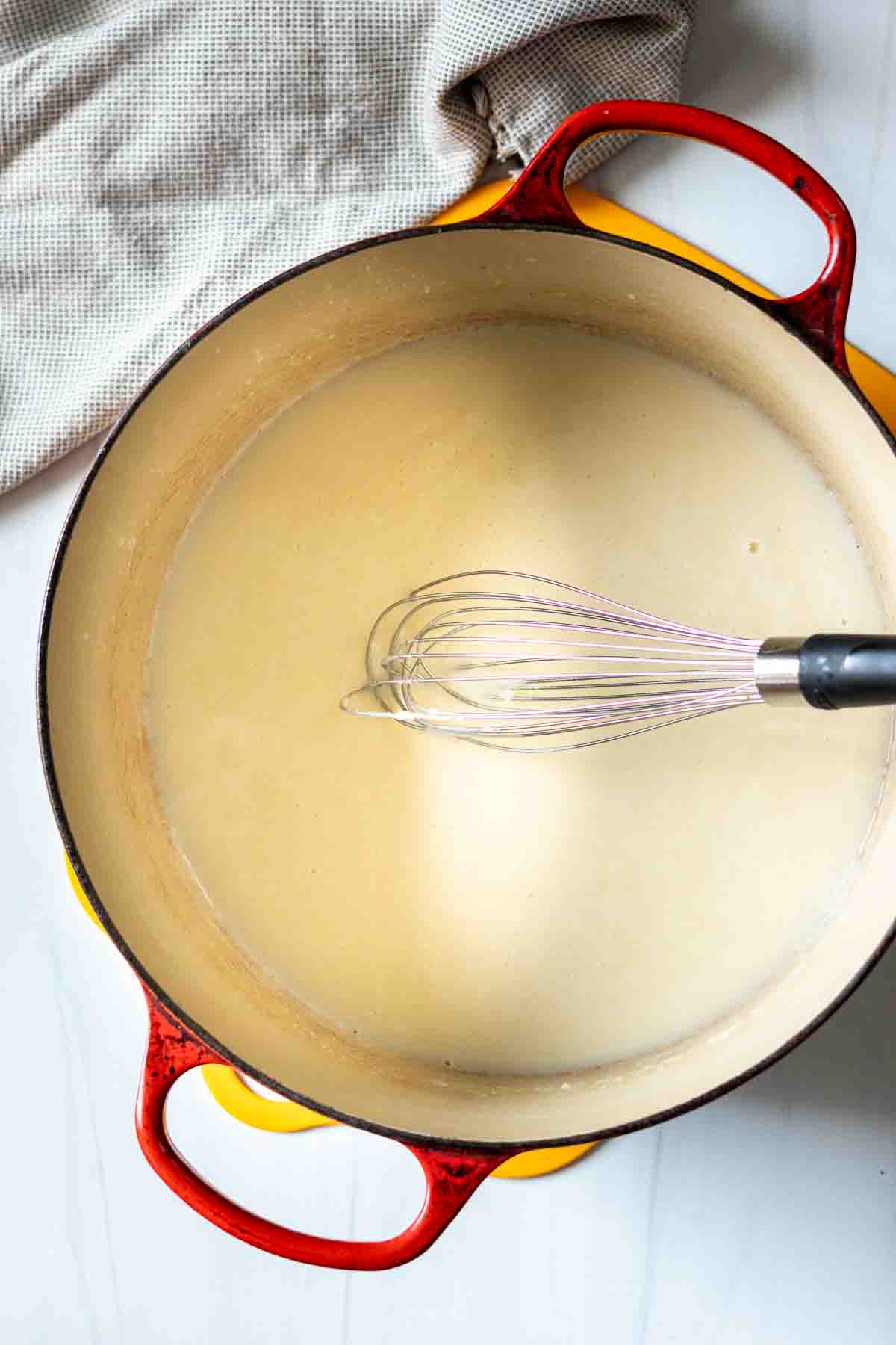 Making a Bechamel sauce to make Beer Mac and Cheese.