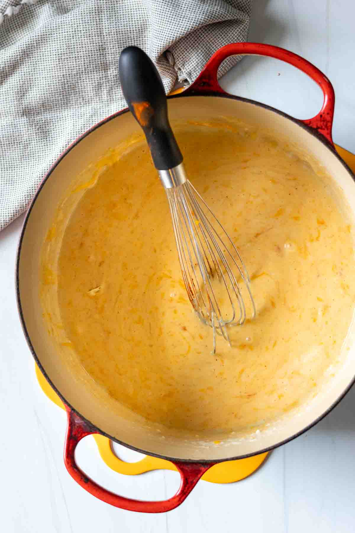 Making the cheese sauce for Beer Mac and Cheese.