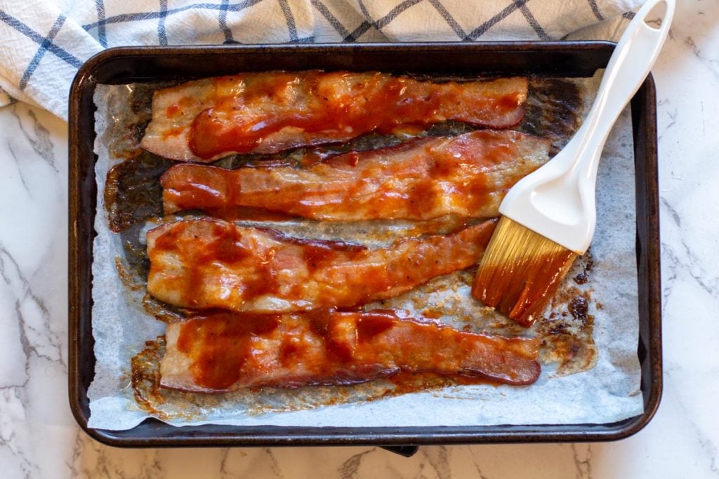 basting baked bacon with bbq sauce