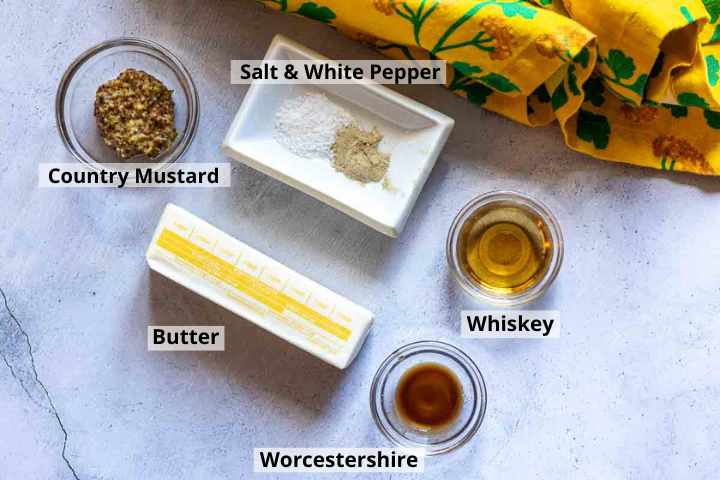 Ingredients to make compound butter for steak.