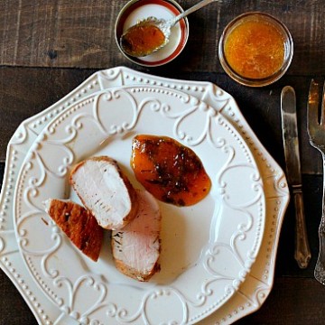 How to make a peach gastrique sauce for pork tenderloin.