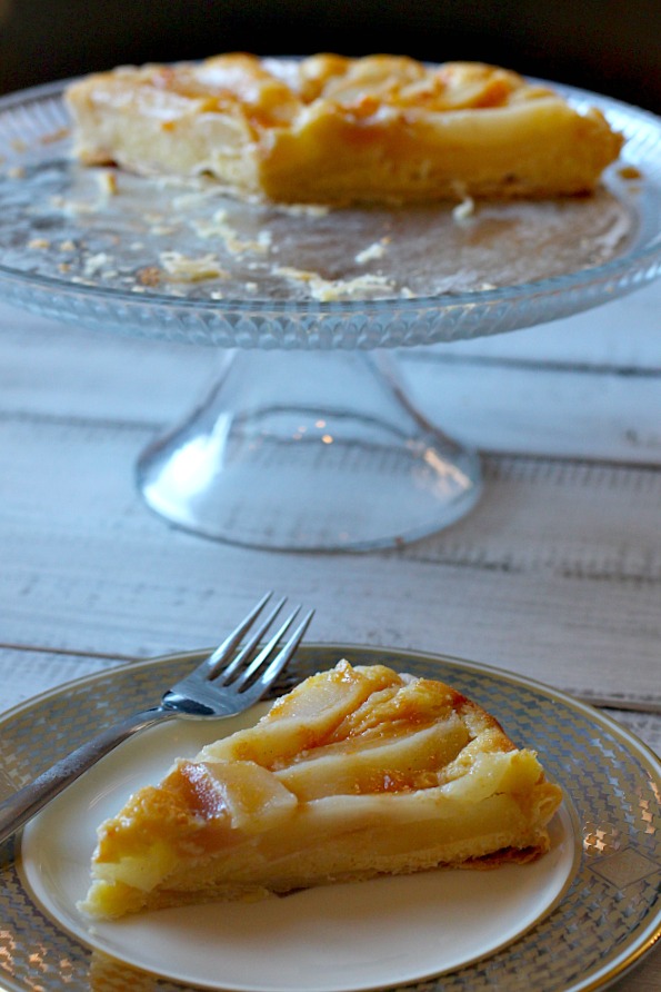 French Pear Tart Bourdaloue with Frangipane and Apricot Rum Glaze