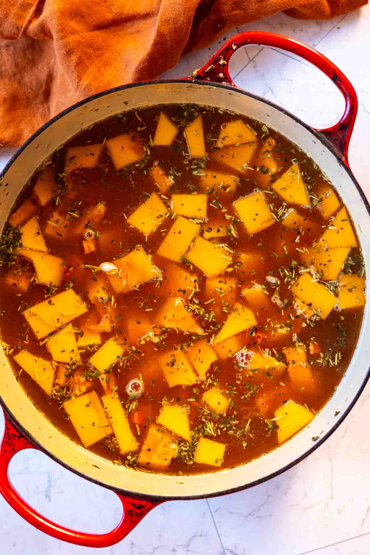 How to make butternut squash chicken soup, step 2.