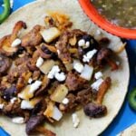 Easy weeknight taco recipe. Chorizo, potato, shiitake mushroom tacos.