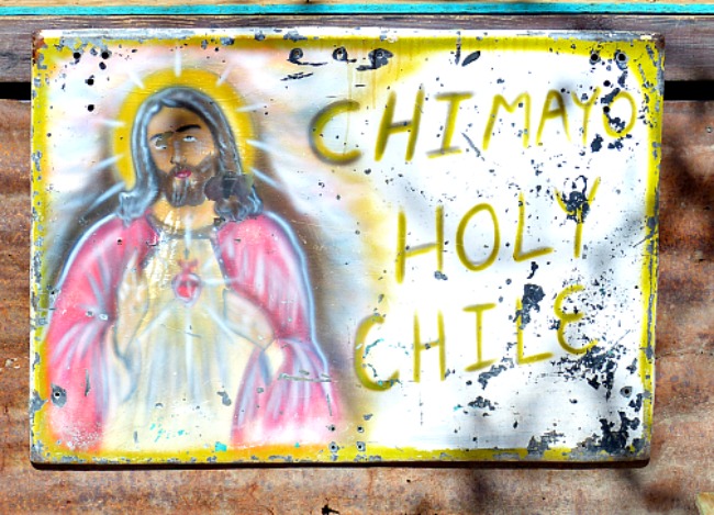 A sign Chimayo New Mexico. Holy Chile