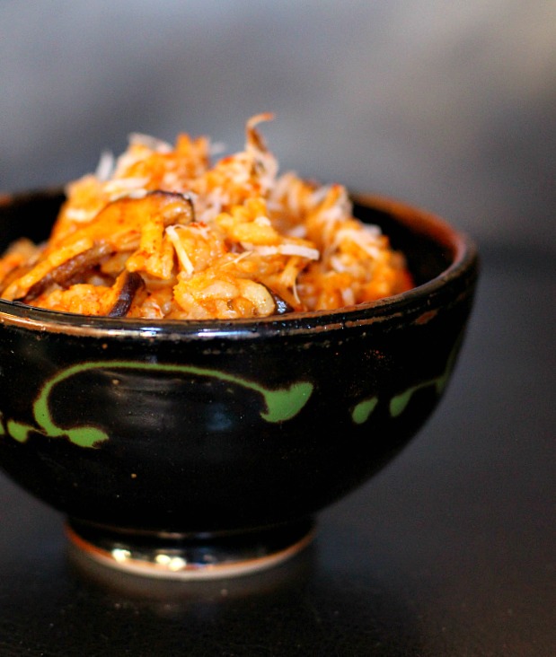 Pressure cooker easy mushroom risotto with shiitake mushrooms