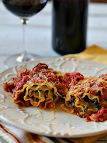 Chicken spinach lasagna rolls with washington state red wine pairing