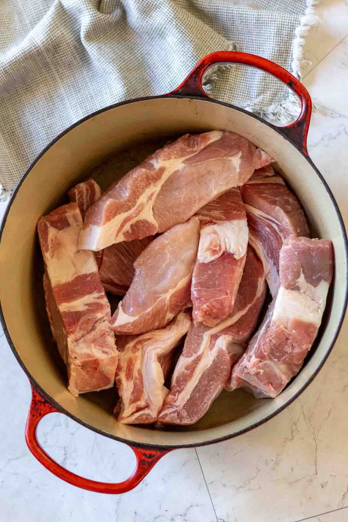 Step 2: Boiling country style ribs before grilling.