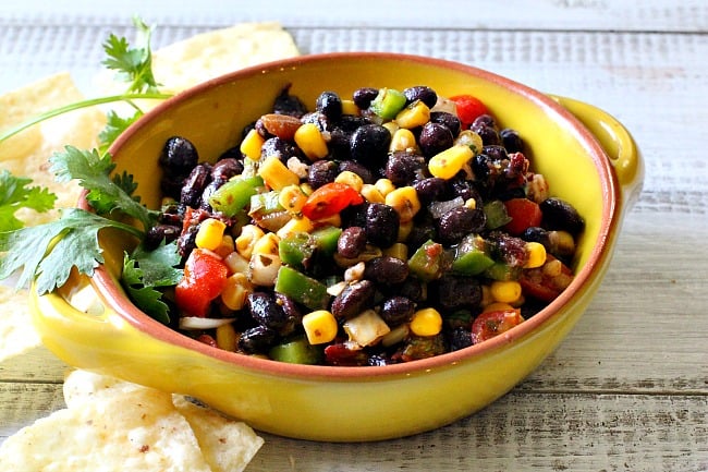 Black bean corn salsa with tomatoes and chipotle.