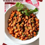 Pressure cooker pinto beans with chorizo pinterest image.