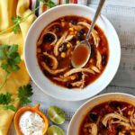 Bowls of pressure cooker Mexican chicken soup.