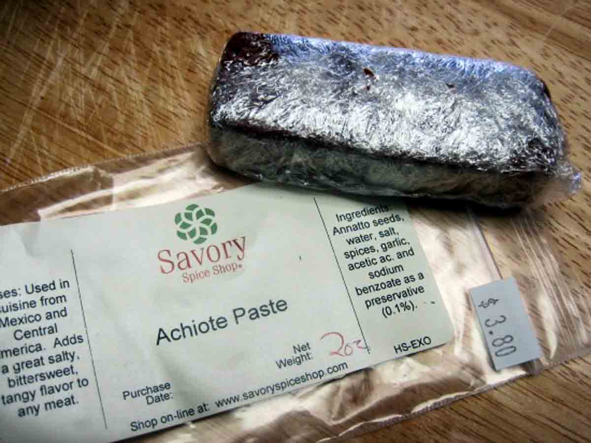 A package of achiote paste.