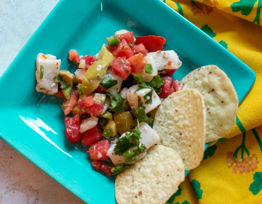 How to serve halibut ceviche. 