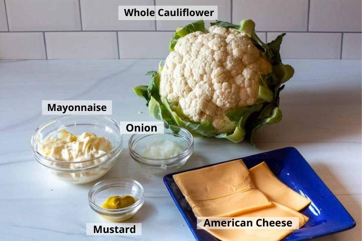 Ingredients to make microwave cauliflower recipe