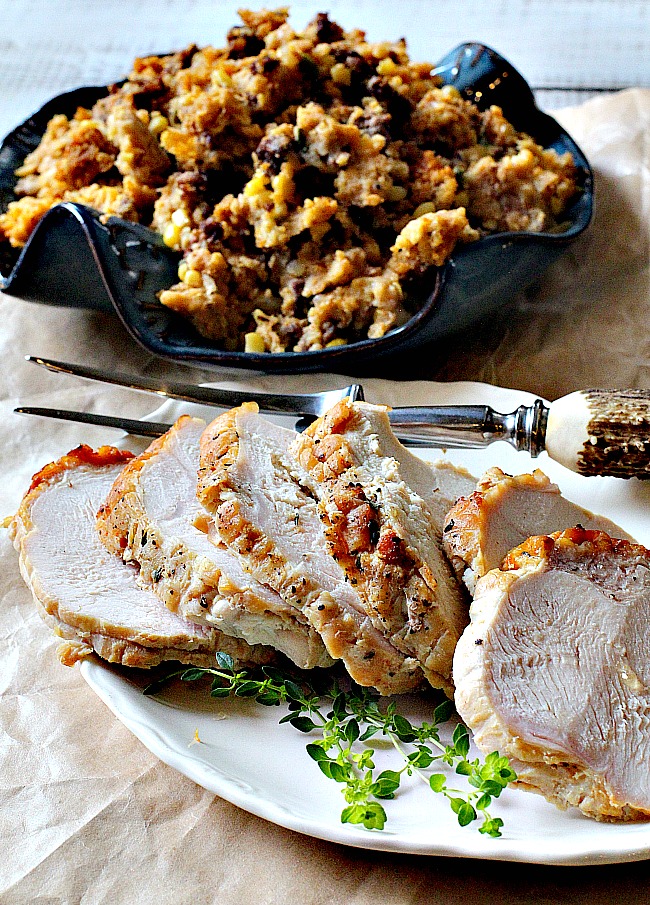 Oven Roasted Turkey Breast with cornbread stuffing
