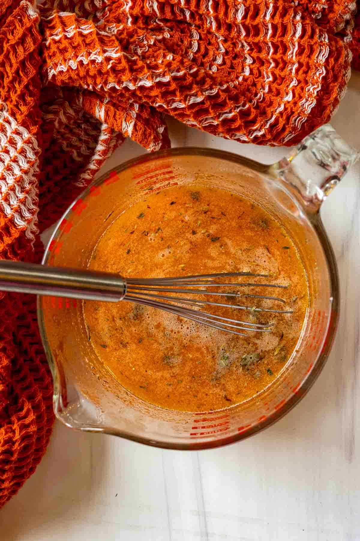 Step 2: Making a basing sauce to cook a boneless turkey breast roast.