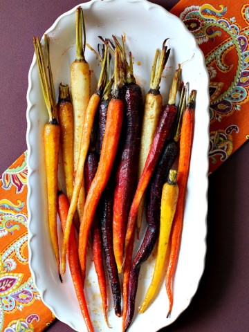 Roasted Glazed Carrots on a white serving platter